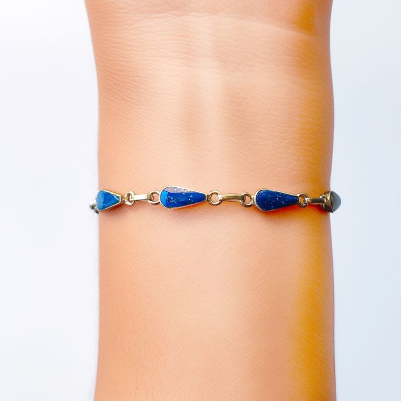 Pulsera Gota Lapislázuli Plata Fina 925-2