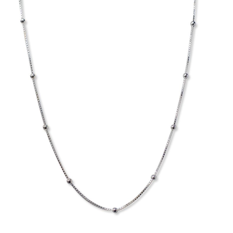 Collar Bolitas  Cadena Veneciana Plata Fina 925-0