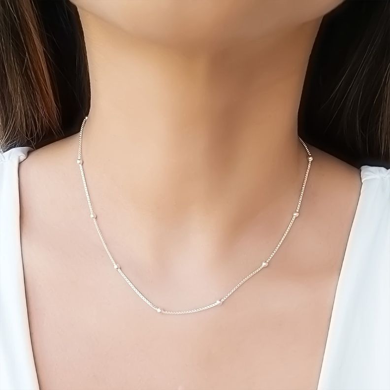 Collar Bolitas  Cadena Veneciana Plata Fina 925-1