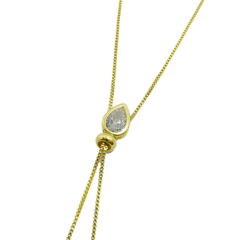 Collar Punto De Luz Gota Circón Blanco Ajustable Enchapado Oro 18K-1