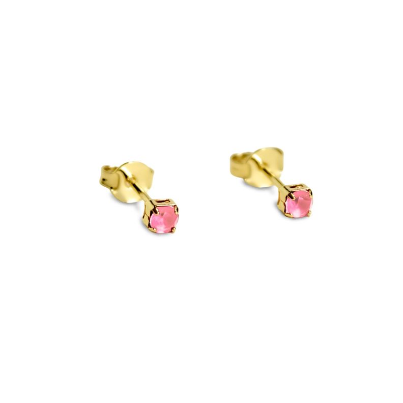 Aros Circón 2mm Rosado Enchapado Oro 18k-0