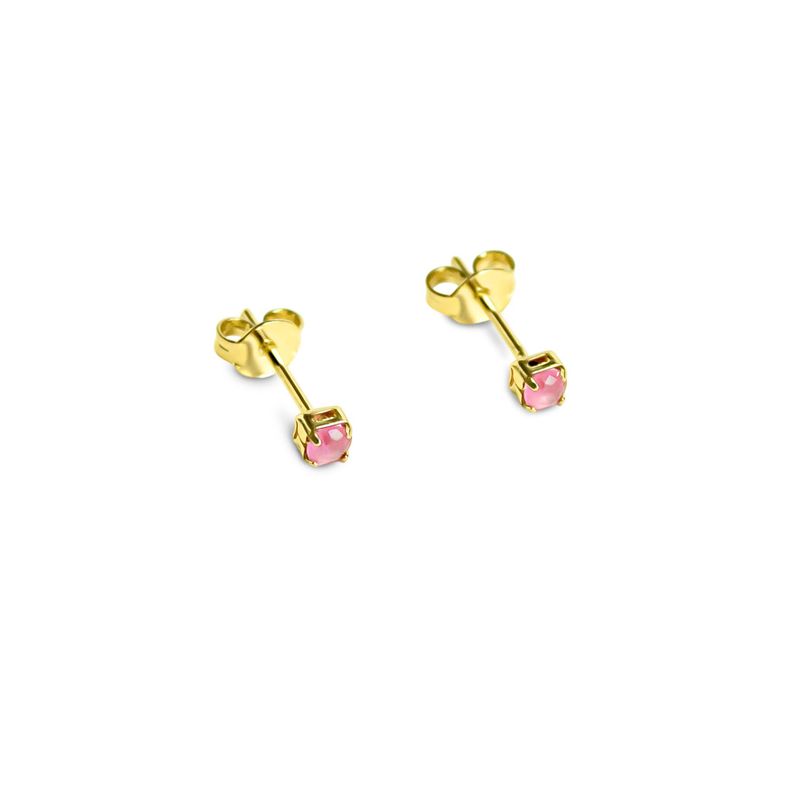 Aros Circón 2mm Rosado Enchapado Oro 18k-2
