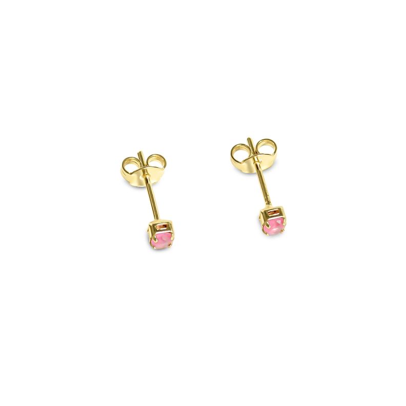 Aros Circón 2mm Rosado Enchapado Oro 18k-3