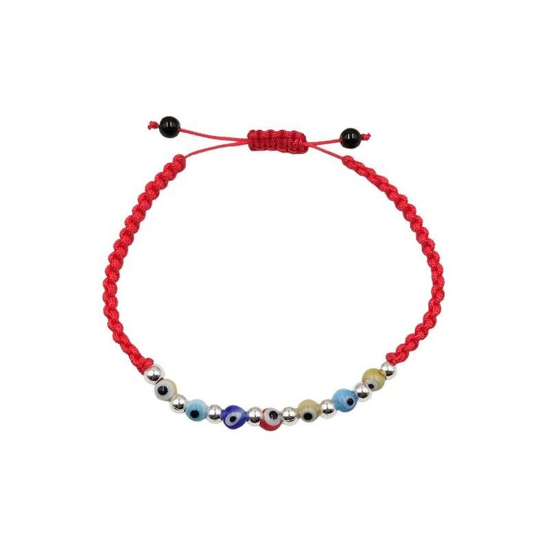 Pulsera Ojos Turcos Colores Cordón Rojo-0