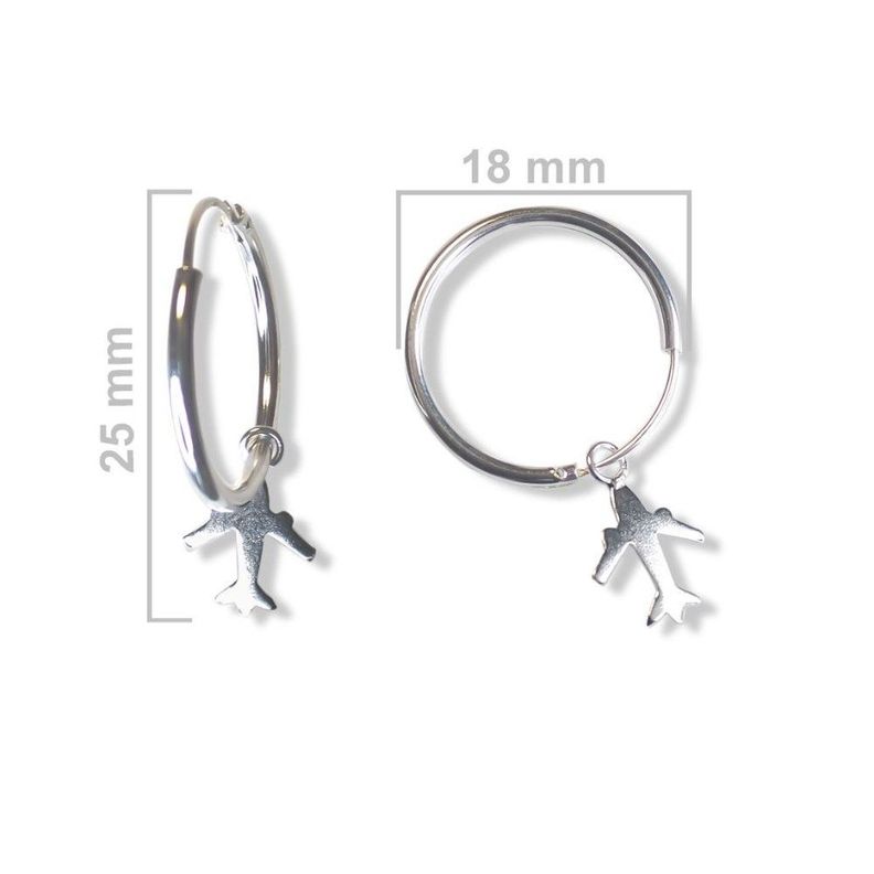 Aros Argolla Colgante Avión Plata Fina 925-1