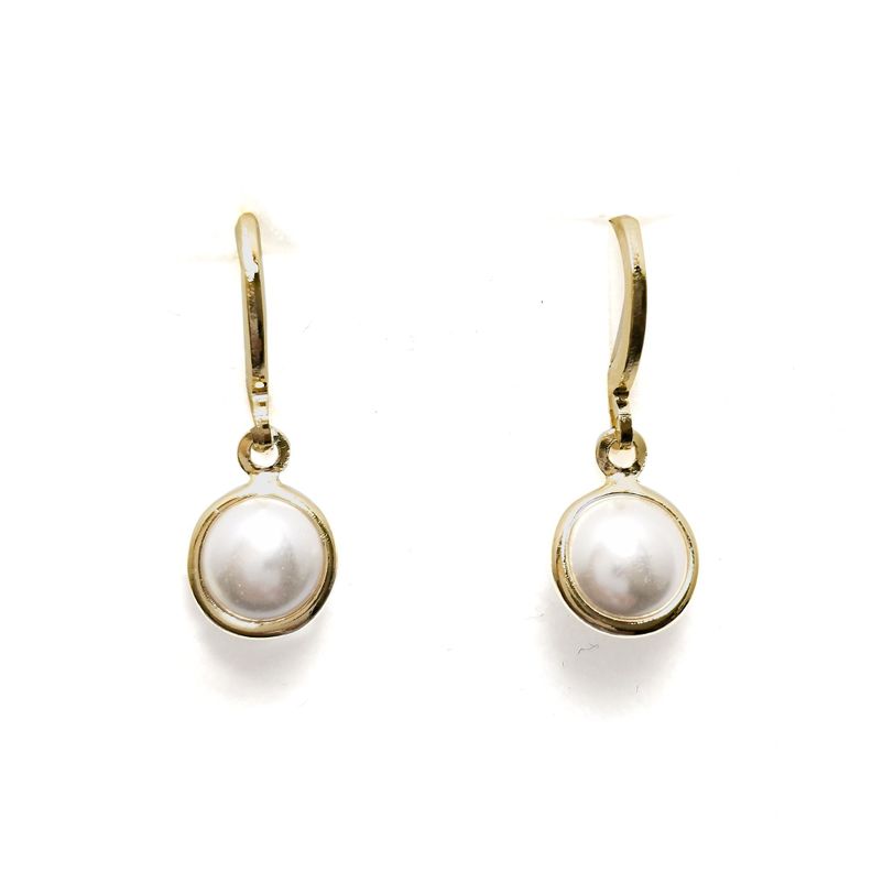 Aros Argolla Perla Enchapado Oro 18K-0