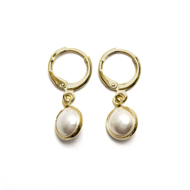 Aros Argolla Perla Enchapado Oro 18K-1
