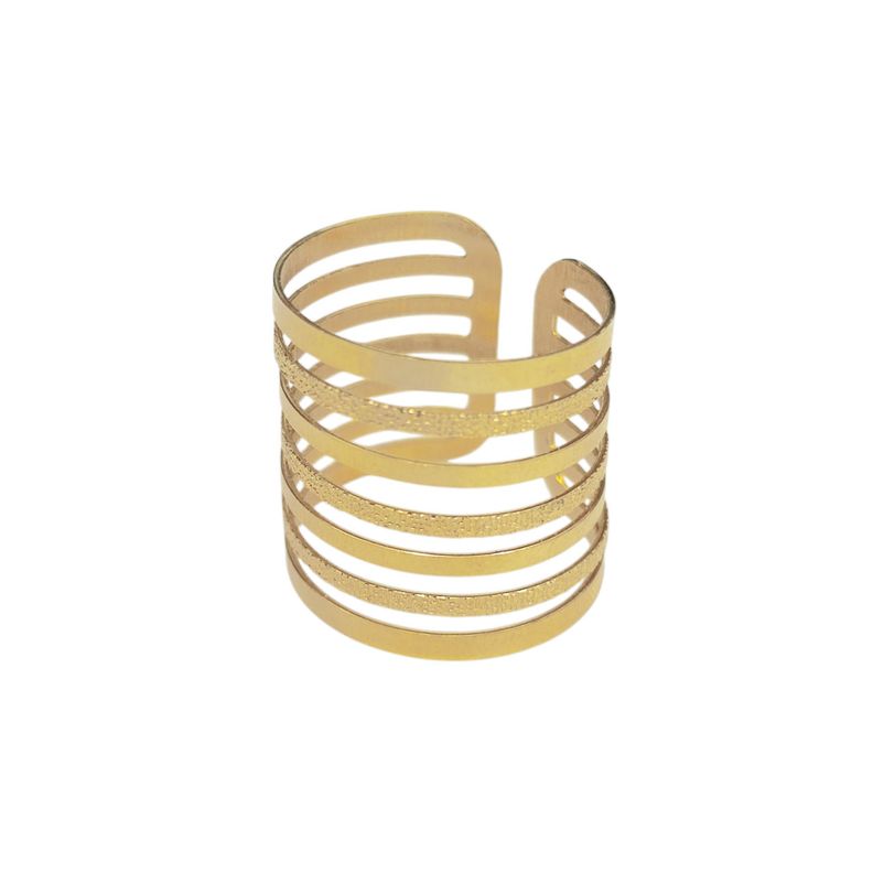 Anillo 7 Líneas Enchapado Oro 18K Ajustable-0