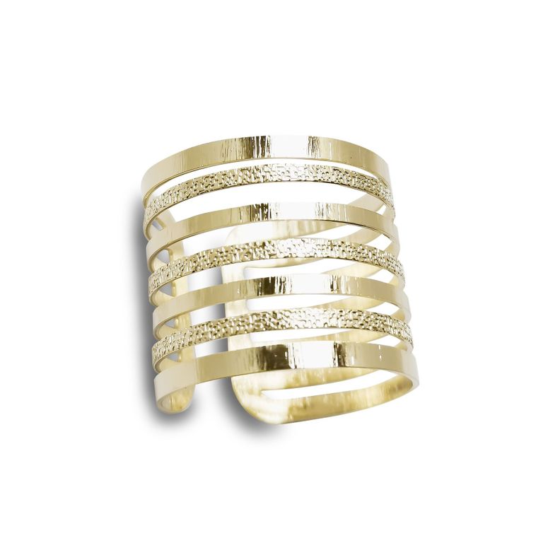 Anillo 7 Líneas Enchapado Oro 18K Ajustable-2