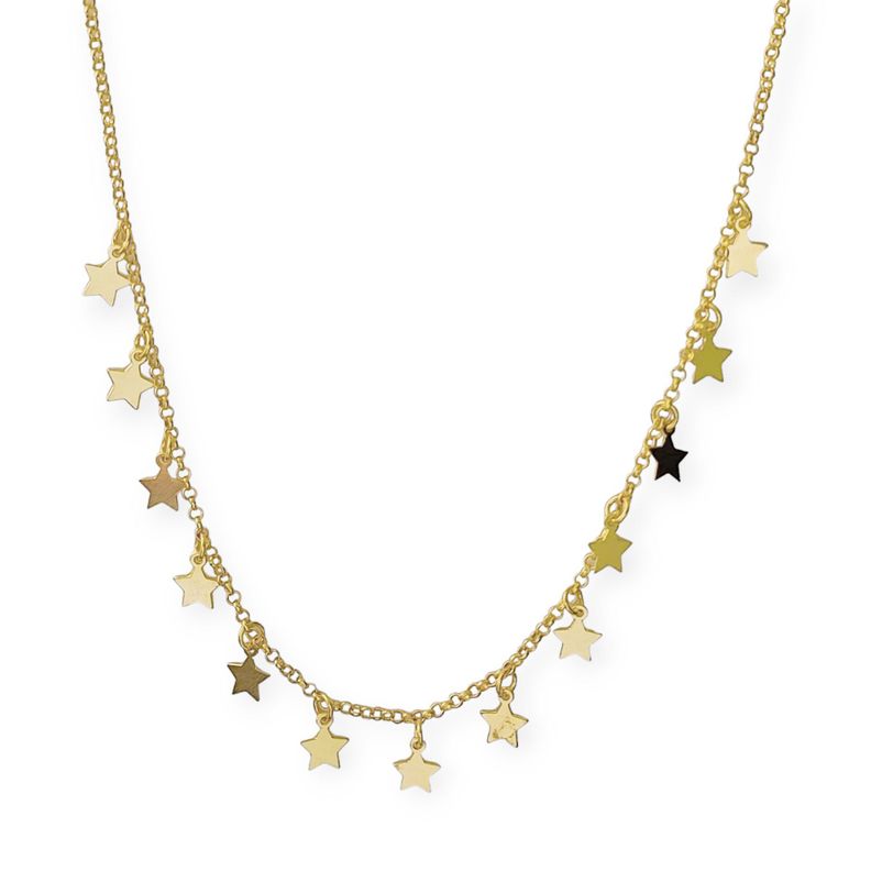 Collar Choker Estrellas Colgantes 42cm Enchapado Oro 18K-0