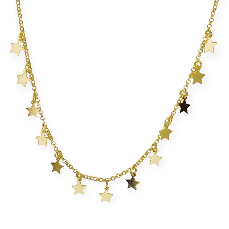 Collar Choker Estrellas Colgantes 42cm Enchapado Oro 18K-1