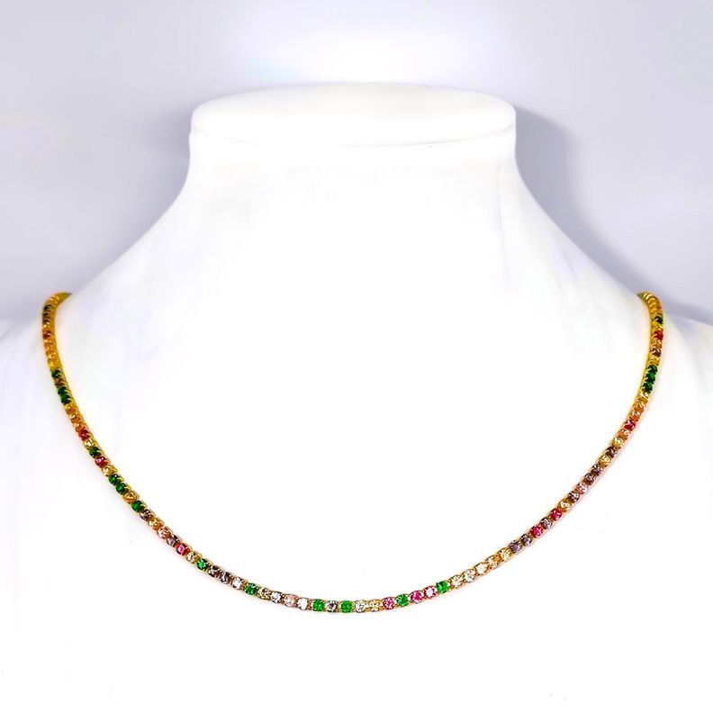 Collar Choker Circones Colores Enchapado Oro 18K-0