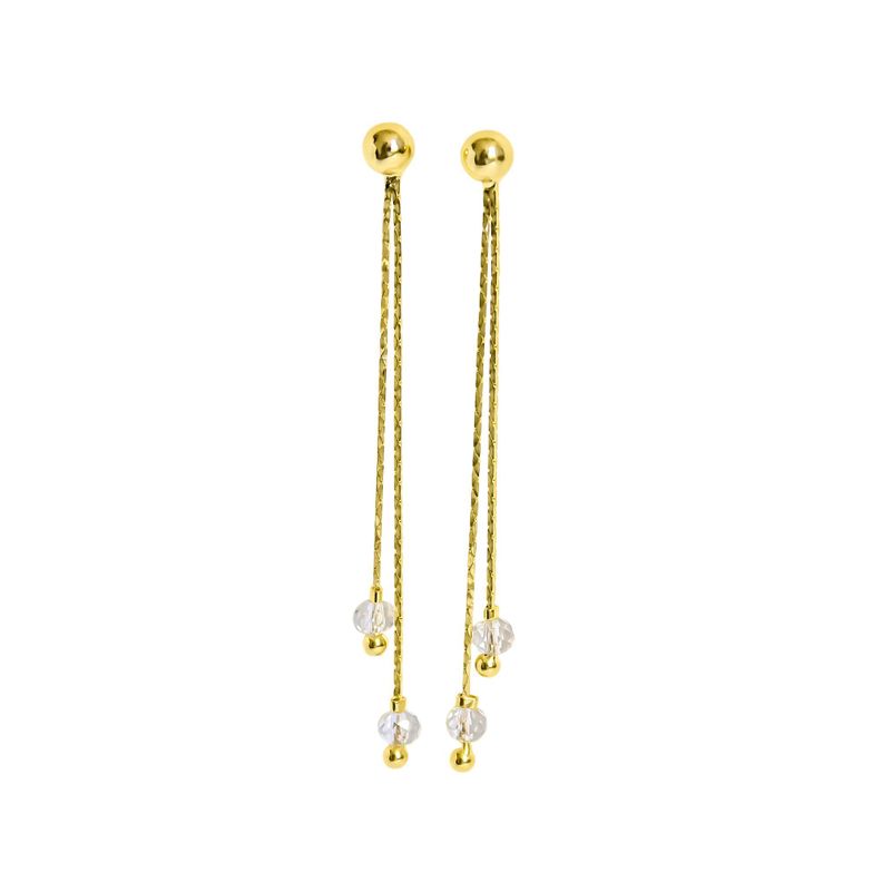 Aros Josefa Largos Cristal Enchapado Oro 18K-0