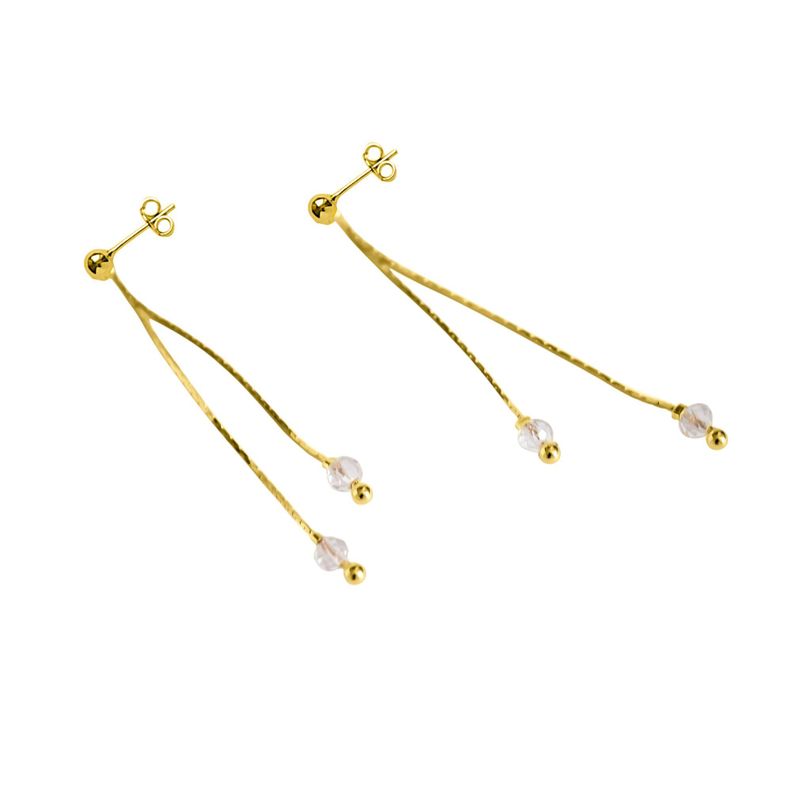 Aros Josefa Largos Cristal Enchapado Oro 18K-1