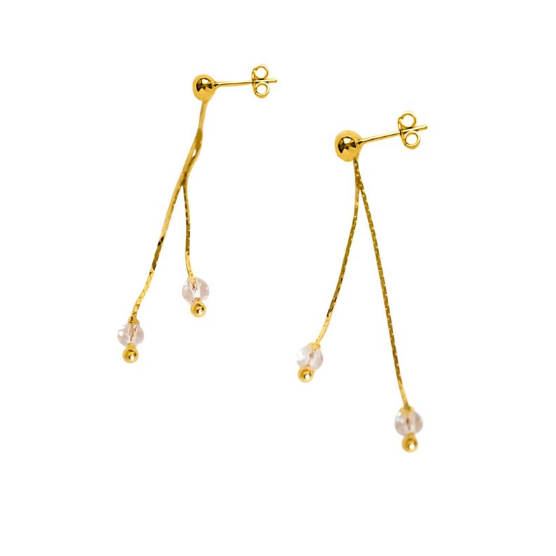 Aros Josefa Largos Cristal Enchapado Oro 18K-2
