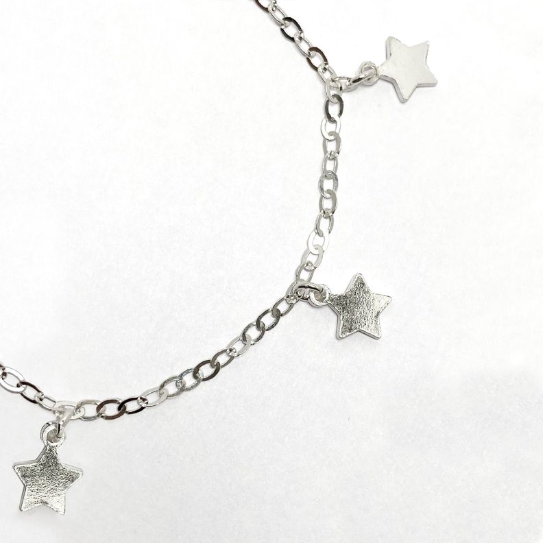 Pulsera 5 Estrellas Colgantes Plata Fina 925-1