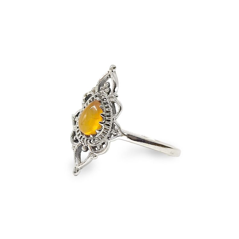 Anillo Ishani Piedra Ámbar Plata Fina 925 #17-0
