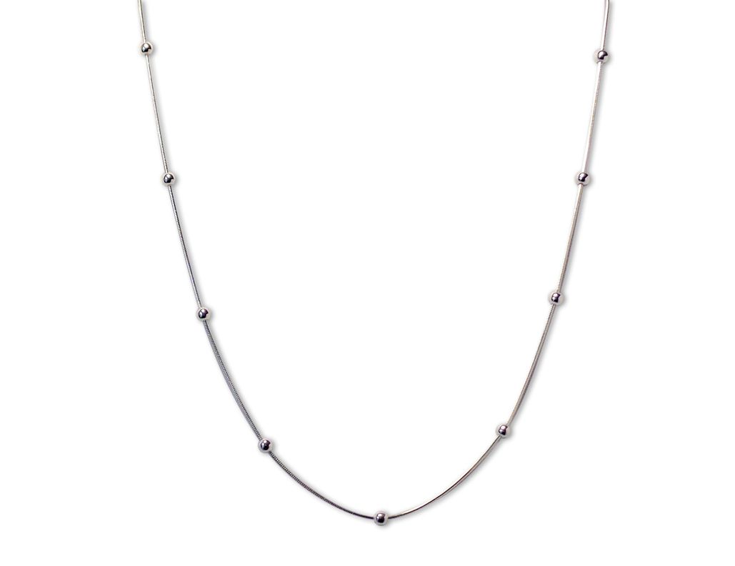 Collar bolitas cadena cola topo Plata Fina 925-0