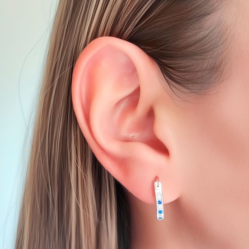 Aros Argolla Romina Circón 13mm Plata Fina 925-2