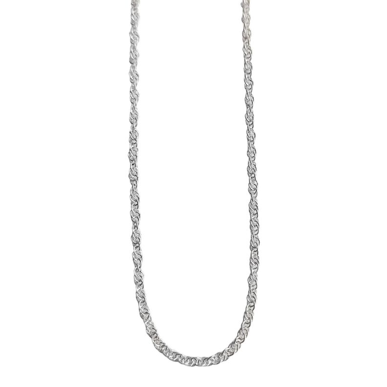 Cadena  Cordón Tupido Enroscado 50cm Plata Fina 925 -0