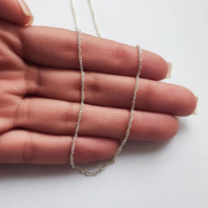 Cadena  Cordón Tupido Enroscado 50cm Plata Fina 925 -1