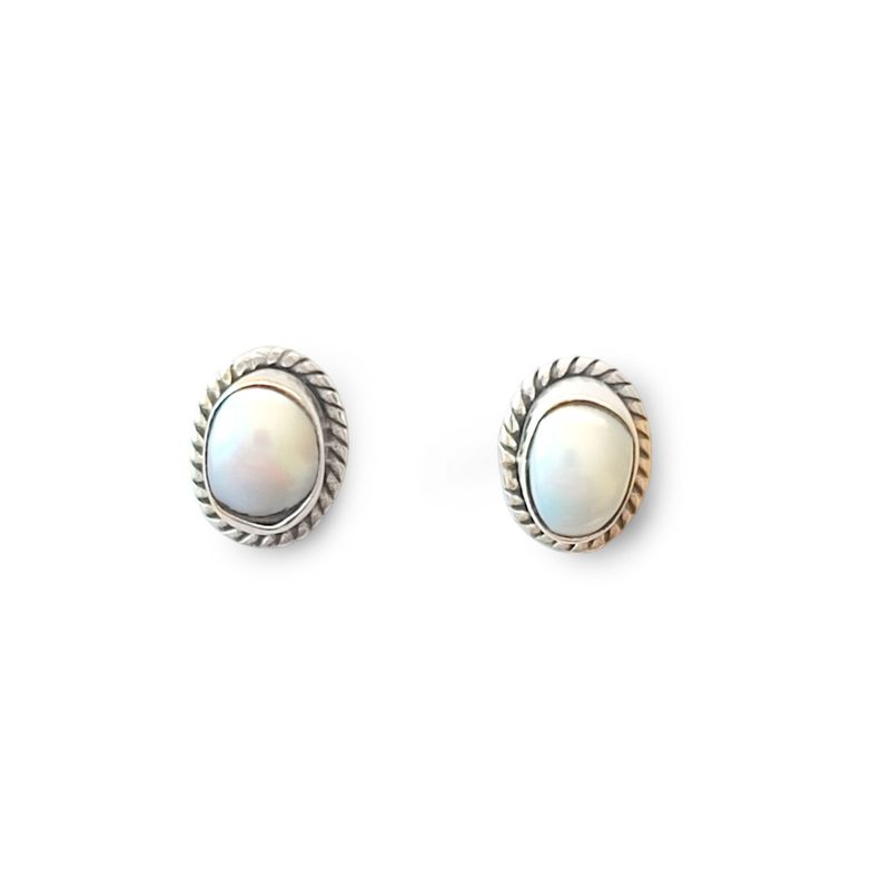 Aros Botón Óvalo Trenzado Perla De Río Plata Fina 925-0