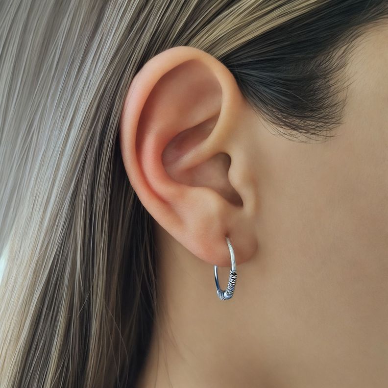Aros Argolla Mariam 18mm Plata Fina 925 Envejecida-2