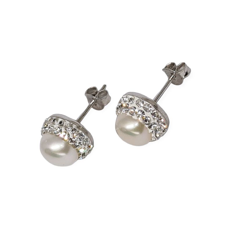 Aros Perla De Río Cristal 10mm Plata Fina 925-0