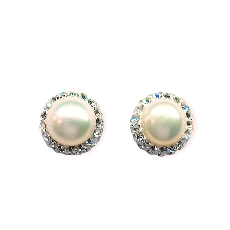 Aros Perla De Río Cristal 10mm Plata Fina 925-1
