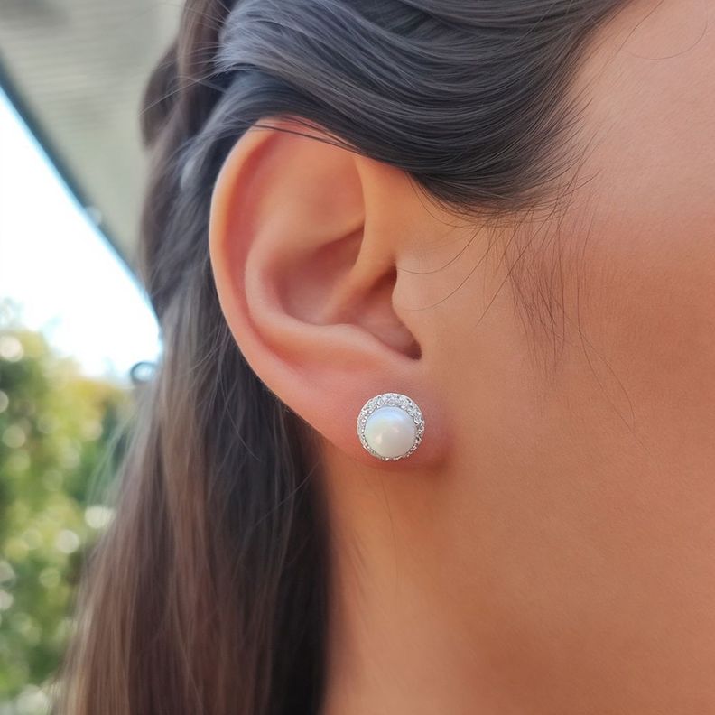 Aros Perla De Río Cristal 10mm Plata Fina 925-2