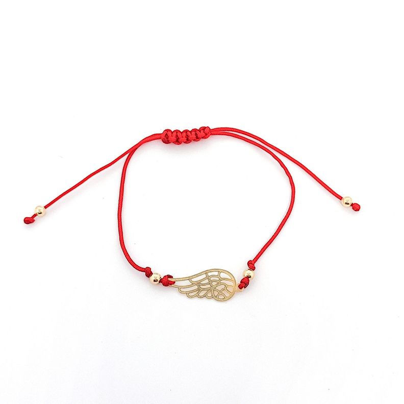 Pulsera Ala Enchapado Oro 18K Cordón Rojo-0