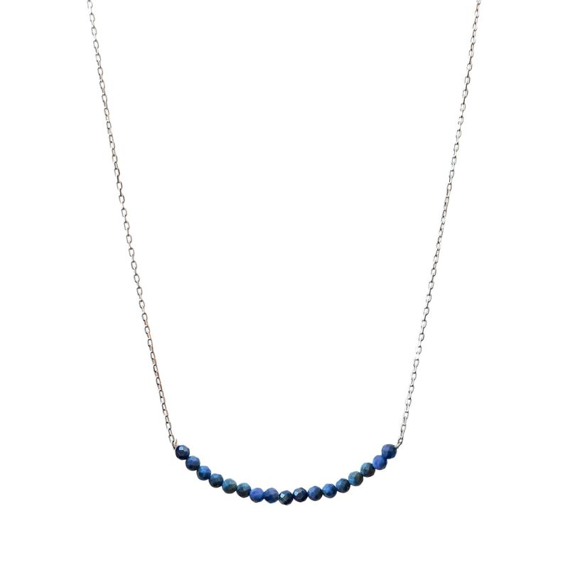 Collar Lapislázuli Facetado Cadena Eslabón Plata Fina 925-0