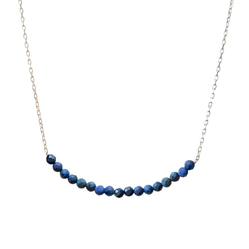 Collar Lapislázuli Facetado Cadena Eslabón Plata Fina 925-1