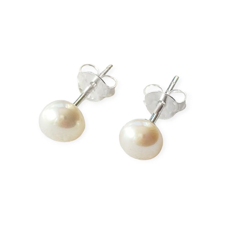 Aros Perla De Río Pequeño 5mm Plata Fina 925-0