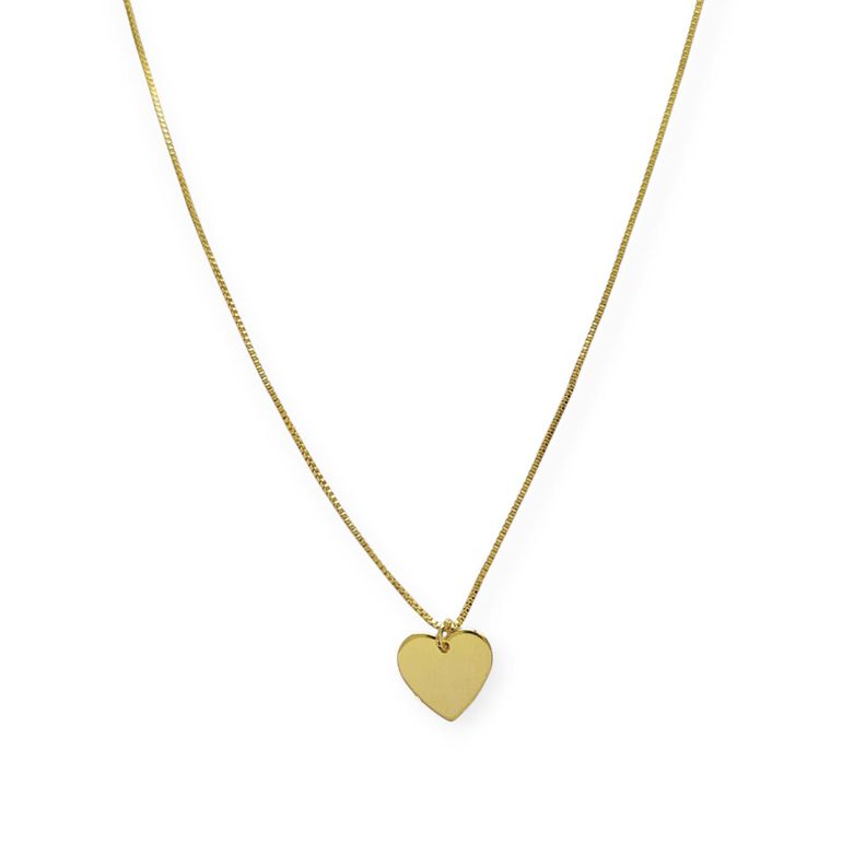 Collar Corazón Plano Cadena Veneciana Enchapado Oro 18K 45CM-0