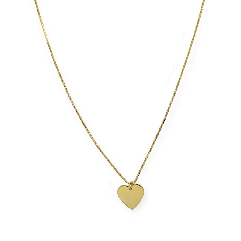Collar Corazón Plano Cadena Veneciana Enchapado Oro 18K 45CM-1