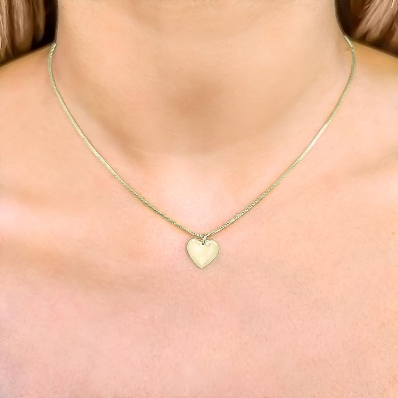 Collar Corazón Plano Cadena Veneciana Enchapado Oro 18K 45CM-2