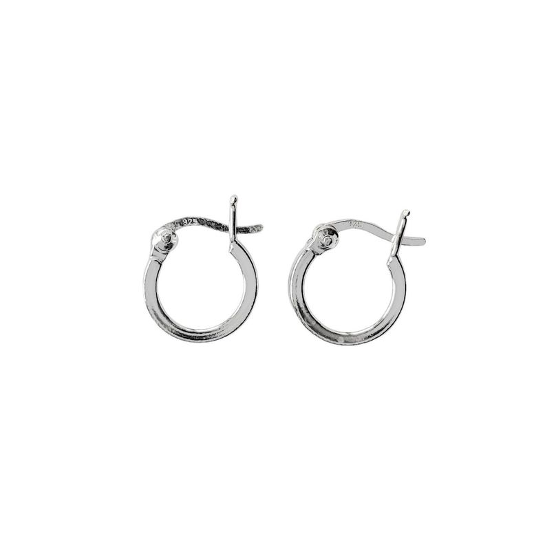 Aros Argollas Tubo Cuadrado 12mm Plata Fina 925-0