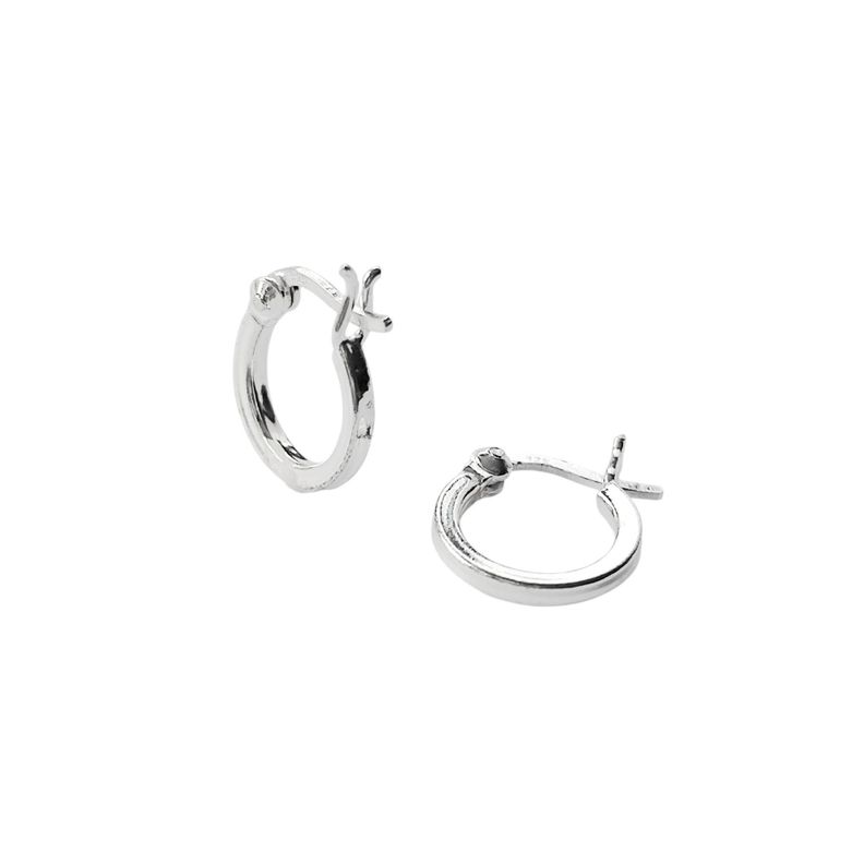 Aros Argollas Tubo Cuadrado 12mm Plata Fina 925-1
