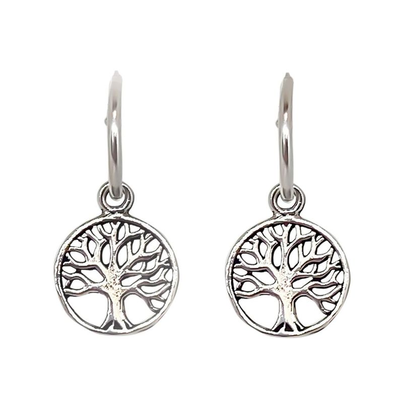Aros Argollas Árbol Vida Plata Fina 925-0