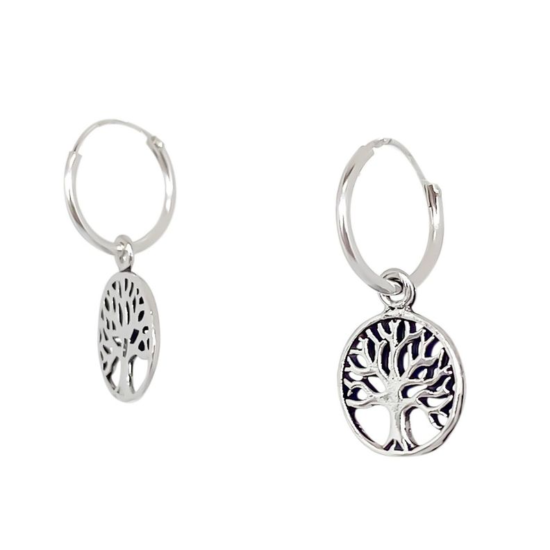 Aros Argollas Árbol Vida Plata Fina 925-1
