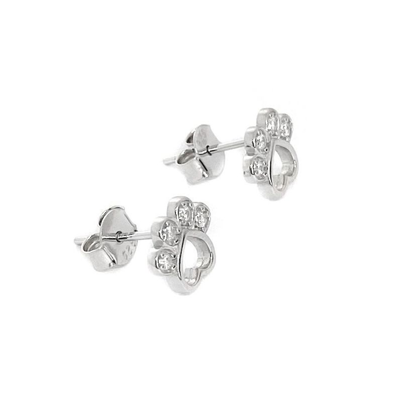 Aros Huella Perro Circón Blanco Plata Fina 925-1