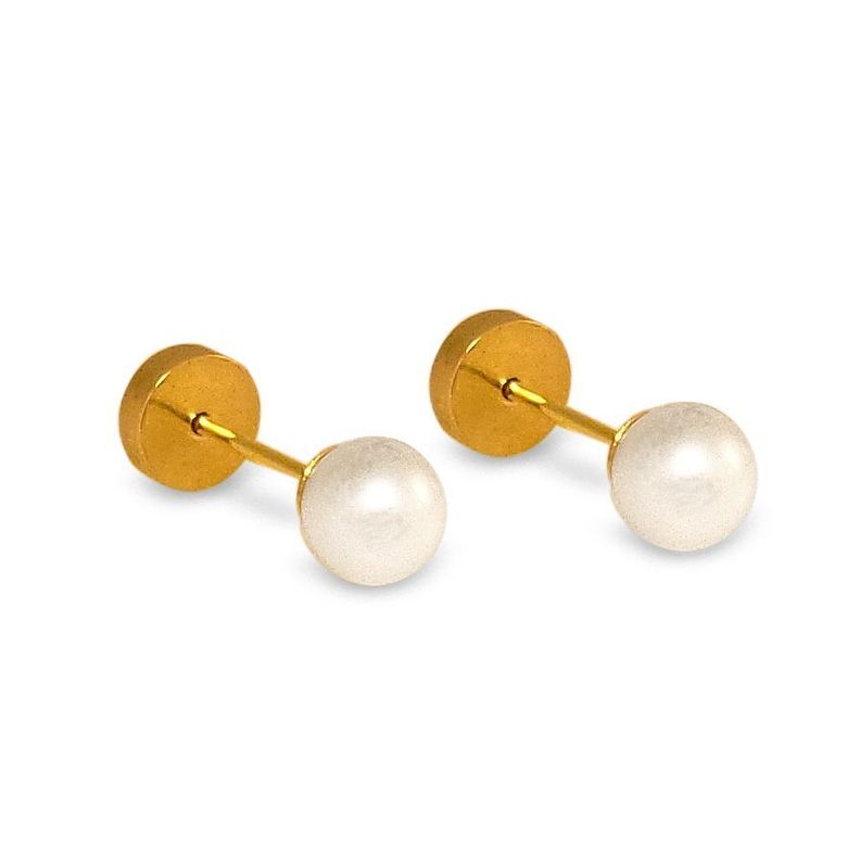 Aros Abridores Bebé Perla Cultivada 4mm Oro 18K-1