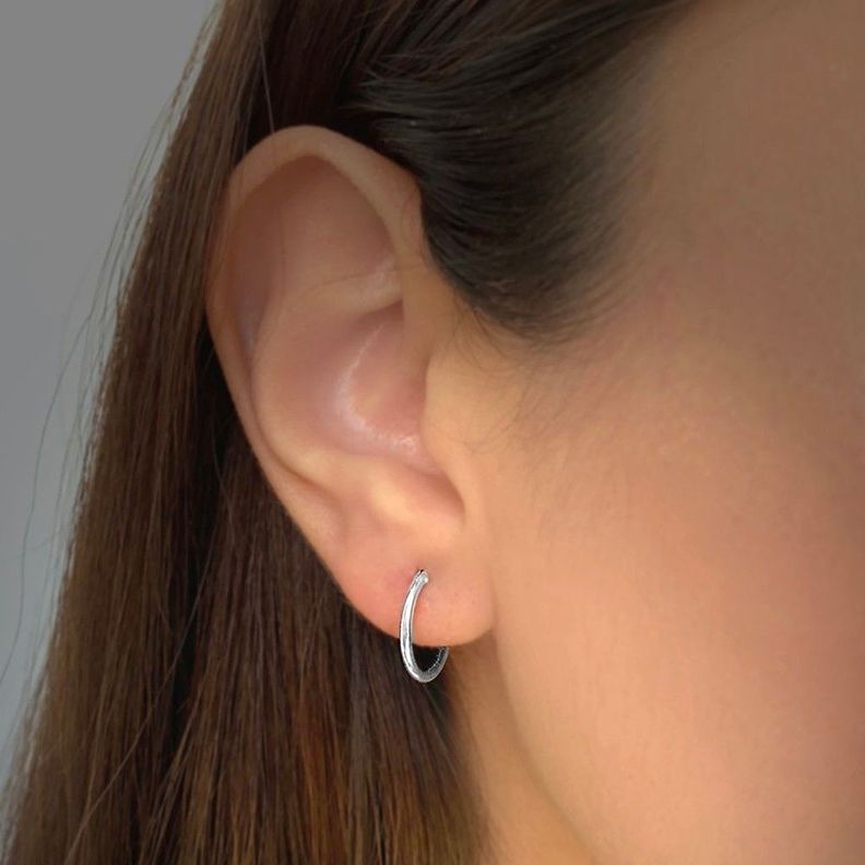 Aros Argolla 14mm Plata Fina 925-1