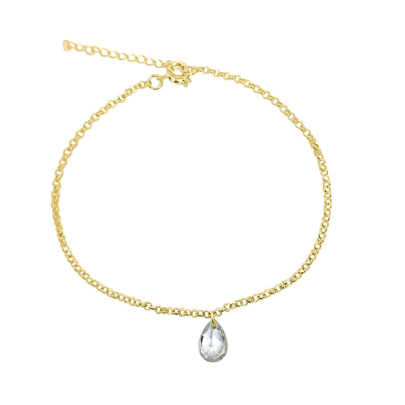 Tobillera Gota Circon Facetado Enchapado Oro 18K