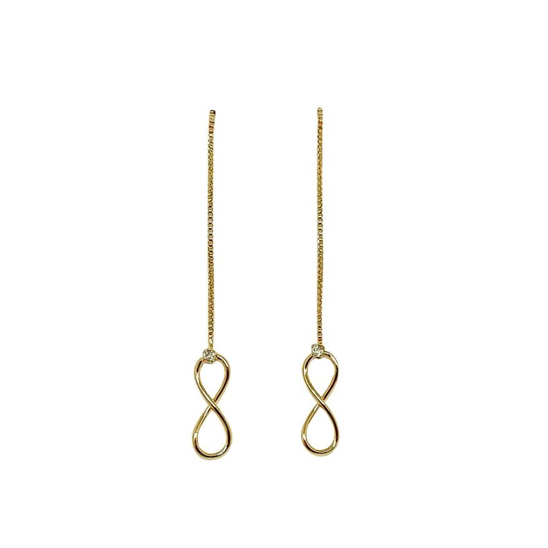 Aros Infinito Circón Cadena Enchapado Oro 18K-0