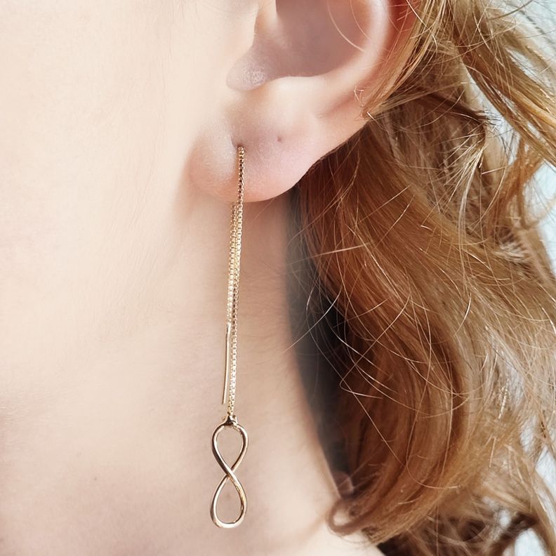 Aros Infinito Circón Cadena Enchapado Oro 18K-1