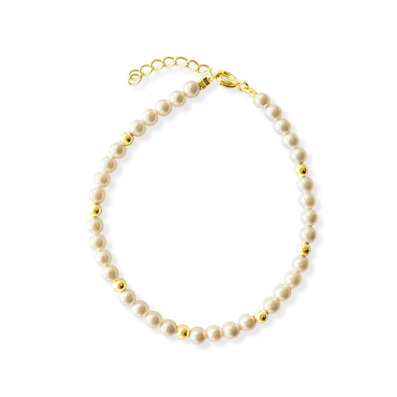 Pulsera Shellpearl 4mm Bolita Enchapado Oro 18K-0
