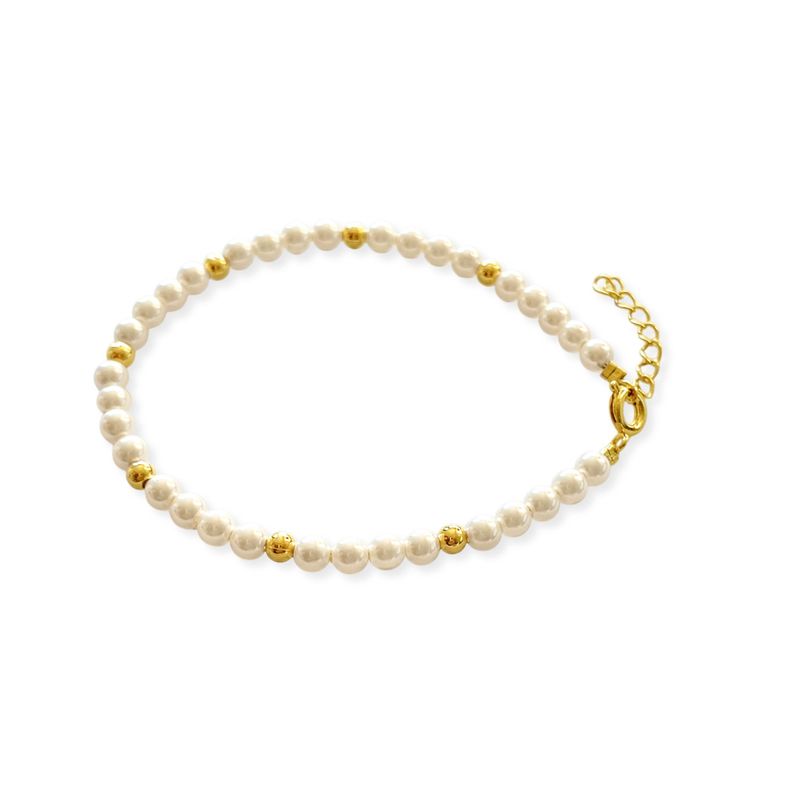 Pulsera Shellpearl 4mm Bolita Enchapado Oro 18K-1