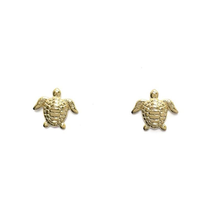 Aros Tortuga 9mm Enchapado Oro 18K Dorado